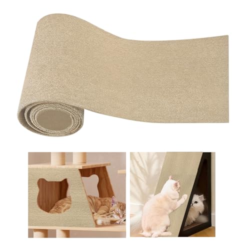 200cmx40cm Selbstklebend Kratzmatte Katze, DIY Kratzbrett Katze, Kratzschutz Sofa Katze, Kratzbrett Katzen kratzschutz, Katzenkratzmatte, AntiKratz Tape für Katzenständer, Holzgriff, Katzenturm von VCANIVR