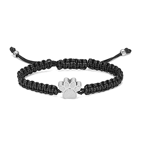 VCCWYQK Einäscherung Armband für Asche für Haustiere - Paw Print Anhänger Armreif Edelstahl Gedenkurne Schmuck für Hund/Katze (B) von VCCWYQK