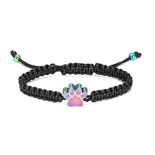 VCCWYQK Einäscherung Armband für Asche für Haustiere - Paw Print Anhänger Armreif Edelstahl Gedenkurne Schmuck für Hund/Katze (C) von VCCWYQK