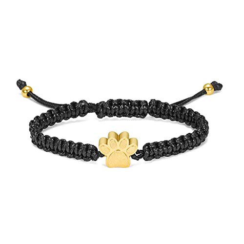 VCCWYQK Einäscherung Armband für Asche für Haustiere - Paw Print Anhänger Armreif Edelstahl Gedenkurne Schmuck für Hund/Katze (E) von VCCWYQK