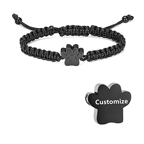 VCCWYQK Einäscherung Armband für Asche für Haustiere - Paw Print Anhänger Armreif Edelstahl Gedenkurne Schmuck für Hund/Katze (F) von VCCWYQK