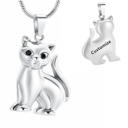 VCCWYQK Katzen-Urnen-Halskette für Asche, Edelstahl, Andenken-Anhänger für Asche für Katzen, Urnen-Halskette für Tiere (D) von VCCWYQK