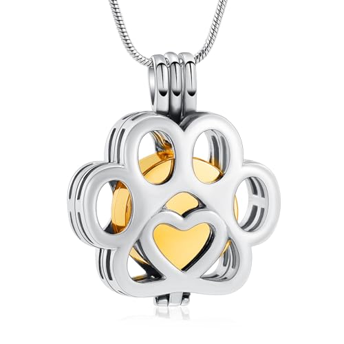 VCCWYQK Pet Urn Halskette für Asche für Hund/Katze Pfote Edelstahl Memorial Locket Urn Halskette innerhalb Mini Fall Keepsake Kremation Schmuck Frauen Männer (B) von VCCWYQK