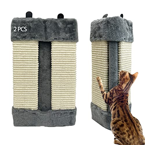 VCEPJH Eckwand Katzenkratzer (2er-Set) - Wandmontierte Sisal-Kätzchen-Kratzmatte für Indoor-Katzen, vertikale Eckmontage, Kratzplatte, Möbelschutz für Wände (Beige) von VCEPJH