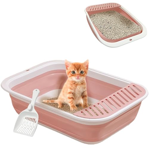 VCEPJH Zusammenklappbare kleine Katzentoilette (Pink M) von VCEPJH