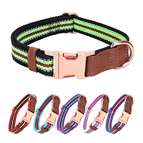 Reflektierendes Hundehalsband, mehrfarbig, gestreift, weich, verstellbar, mit Metallschnalle für kleine, mittelgroße und große Hunde, perfektes Haustierhalsband, Geschenk (Schwarz, L) von VCTERFK