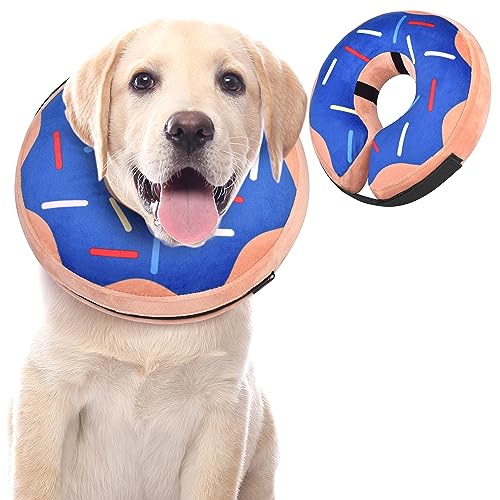 Weiches Hundehalsband für große, mittelgroße und kleine Hunde und Katzen nach Operationen, aufblasbares Hundehalsband, E-Halsband für die Genesung von Hunden, Hundekegel-Alternative (Navy Donut-S) von VCTERFK