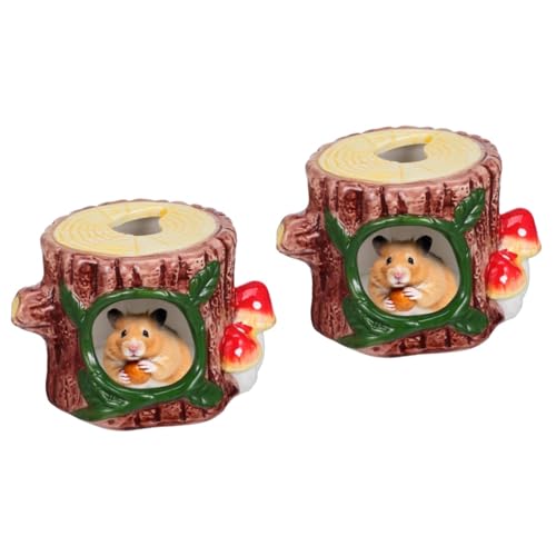 VDLLQYN, 2 Stück Hamsternest, Baumstumpf, Hamsterspielplatz, Keramik, Hamsterversteck, Haustierversteck, Hamsterkäfige,Nester für kleine Haustiere(Ax2pcs) von VDLLQYN