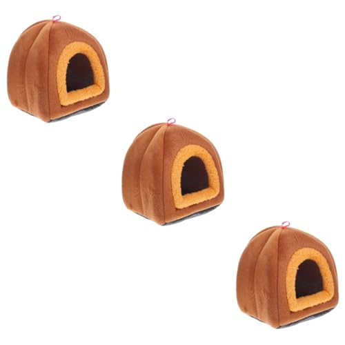 VDLLQYN, 3 stücke Kleine Haustier Nest Meerschweinchen Versteck Papagei Schlafen Bett Kaninchen Bett Hamster Haus Chinchilla Warme Bett Vogel N,Nester für kleine Haustiere(Brownx3pcs) von VDLLQYN