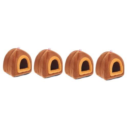 VDLLQYN, Kleines Haustiernest, Hasenhaus, Hamsterkäfig, Chinchilla-Betten, Hamsterversteck, Kaninchenhaus, Haustier S,Nester für kleine Haustiere(Brownx4pcs) von VDLLQYN