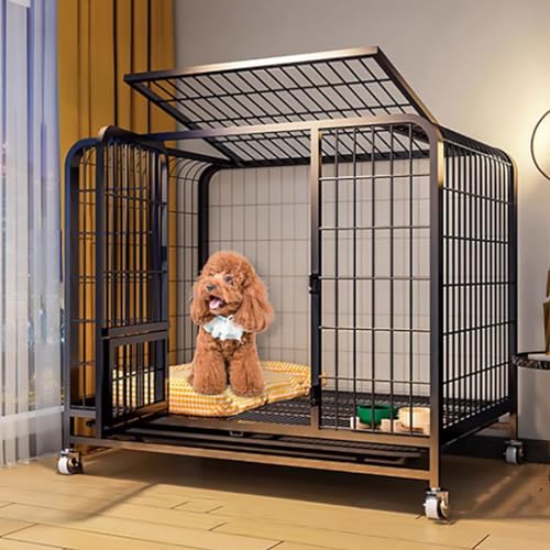 VDLLQYN, Verstärkte Hundebox for kleine und mittelgroße Hunde, Hundehütte aus quadratischem Metallrohr, Hundehütte, mit abnehmbaren Tabletts und feststellbaren Rädern ，Hundekiste(61 cm L x 45 cm W x 5 von VDLLQYN