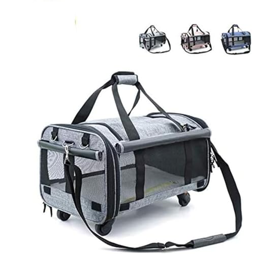 VECNUM Transporttasche Für Katzen Hunde Hund Träger, Pet Carrier Trolley, Geeignet for Mittlere Und Kleine Hunde,Höchstlast 15KG,Grau von VECNUM