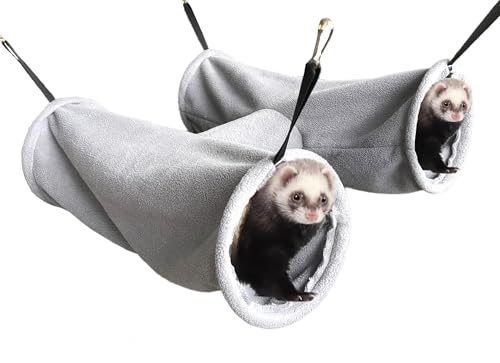 VEDEM Frettchen-Fleece-Hängematte für Kleintiere, Käfig, hängende Tunnel-Hängematte, warmes Versteck Bett für Ratte, Chinchilla, Eichhörnchen (Grau) von VEDEM