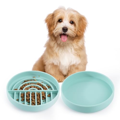 Lebensmittelechtes Silikon Slow Feeder & Wassernapf Set für kleine Hunde und Katzen (2PC), kippfest mit Saugnäpfen, weiches und leises Material, Anti-Angst-Design, ideal für empfindliche Haustiere, von VEEVAO