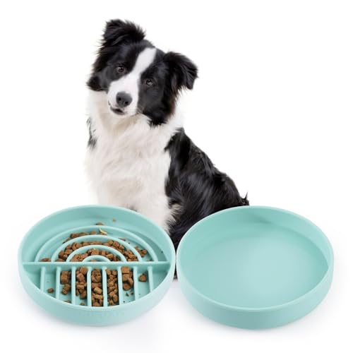 VEEVAO Lebensmittelqualität Silikon Hund Slow Feeder Napf und auslaufsicher Hund Wassernapf Set mit Saugnapf, Resistent gegen Umkippen/Brechen, Ideal für Reisen, Geeignet für alle Haustiere, von VEEVAO