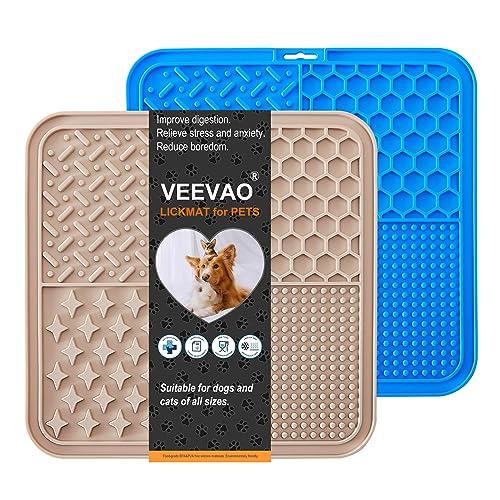 VEEVAO Leckmatte für Hunde, 20,3 cm × 20,3 cm Lebensmittelechtes Silikon Hund Leckmatte als Langeweile Busters und Angstlinderung, Hund Leckmatte für geistige Stimulation, Hund Lick Pad für von VEEVAO