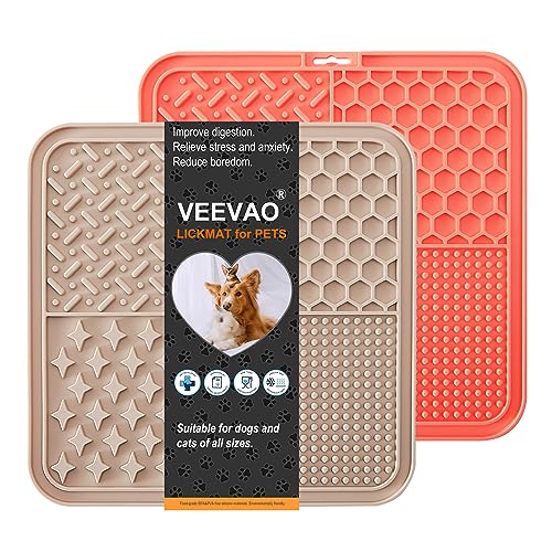 VEEVAO Leckmatte für Hunde, 20,3 cm × 20,3 cm Lebensmittelechtes Silikon Hund Leckmatte als Langeweile Busters und Angstlinderung, Hund Leckmatte für geistige Stimulation, Hund Lick Pad für von VEEVAO