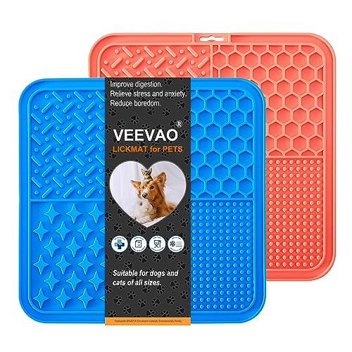 VEEVAO Leckmatte für Hunde, 20,3 cm × 20,3 cm Lebensmittelechtes Silikon Hund Leckmatte als Langeweile Busters und Angstlinderung, Hundeleckmatte für geistige Stimulation, Hundeleckpad für von VEEVAO