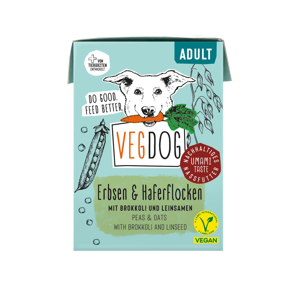 VEGDOG Adult Erbsen & Haferflocken im Tetra Pak 10x200g von VEGDOG