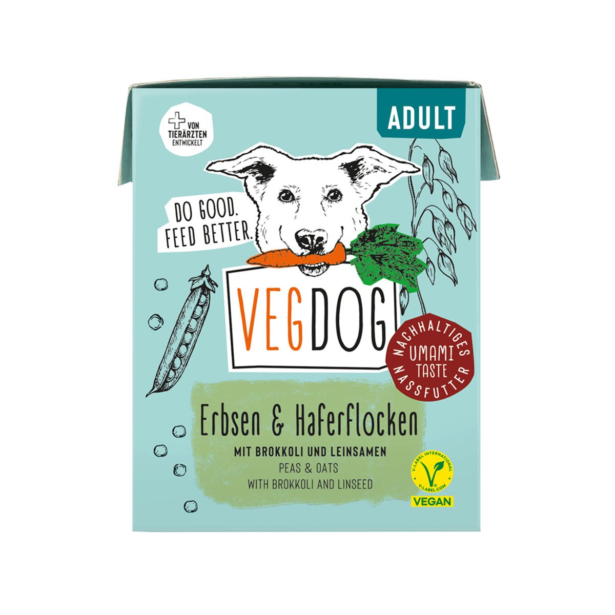 VEGDOG Adult Erbsen & Haferflocken im Tetra Pak 10x390g von VEGDOG