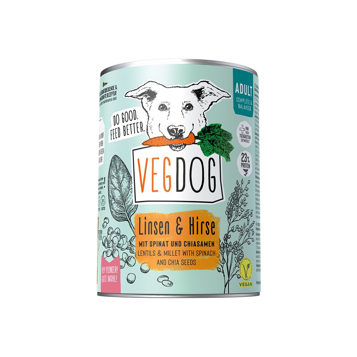 VEGDOG Adult Linsen & Hirse 6x400g von VEGDOG