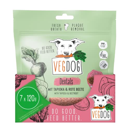 VEGDOG Dentals hypoallergene Kausticks für Hunde (7 x 120 g) | fettarmer Kauspaß für gesunde Zähne | Zahnpflege für Allergiker mit Kartoffel und Tapioka von VEGDOG