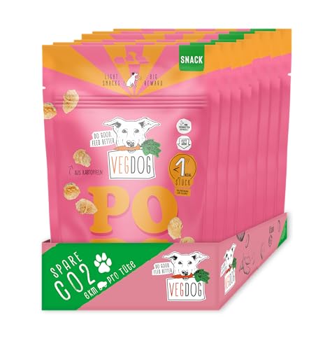 VEGDOG POPS Veganer Trainingssnack Popcorn für Hunde mit Kartoffel und Bierhefe, kalorienarmer Snack für Allergiker, Vorteilspack 10 x 20 g von VEGDOG