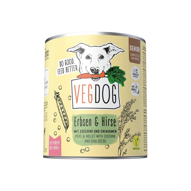 VEGDOG Senior Erbsen & Hirse 6x800g von VEGDOG