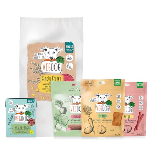 VEGDOG Simply Starter Probierbundle mit hypoallergenem Alleinfutter und Snacks, Einsteiger Paket von VEGDOG