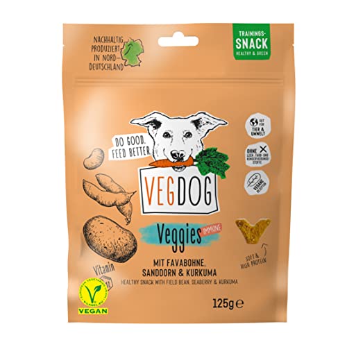 VEGDOG VEGGIES immune Hunde Snacks, vegane Leckerlis, getreidefreie hypoallergene Hundekekse. 10x 125 gr, Belohnung für Allergiker von VEGDOG