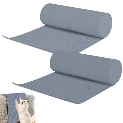 2 Stück 200cmx40cm Kratzmatte Katze Selbstklebend, Kratzschutz Sofa Katze, Kratzbrett Katzen Kratzschutz Wand, DIY Trimmbarer Katzenkratzmatte, Kratzfolie Kratzteppich Katze (Hellgrau, M) von VEGOATY