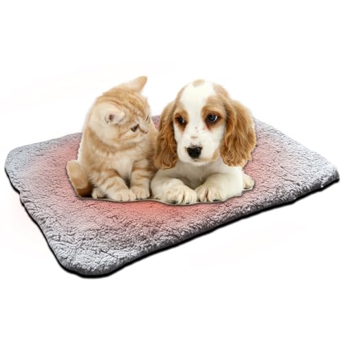 Selbstheizende Decke für Hunde & Katzen, 48x70cm Anti-Slip Geräuschlos Haustiere Wärmedecke, Waschbare Welpen Thermodecke Umweltfreundliche Wärmematte Universell für Katzen und Hunde(Weiße Schwarze) von VEGOATY