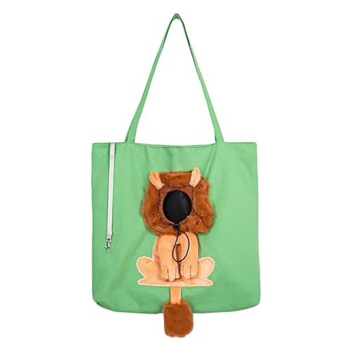 VEIYI Katzentasche Canvas Haustiertasche Hundetasche Cartoon Tiertransporttasche Tragbare Umhängetasche für Katzen und Kleine Hunde (Grün, L) von VEIYI