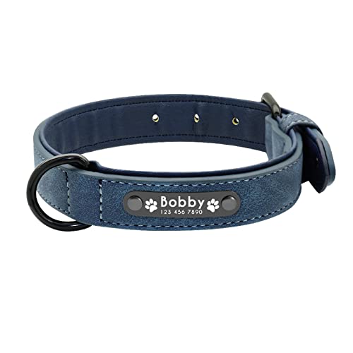 Hundehalsbänder Personalisierte Hundehalsband-Namensschilder Für Kleine,Mittelgroße Hunde,Pitbull,Bulldogge,Beagle,Correa Perro,Blue,XL von VEKETE