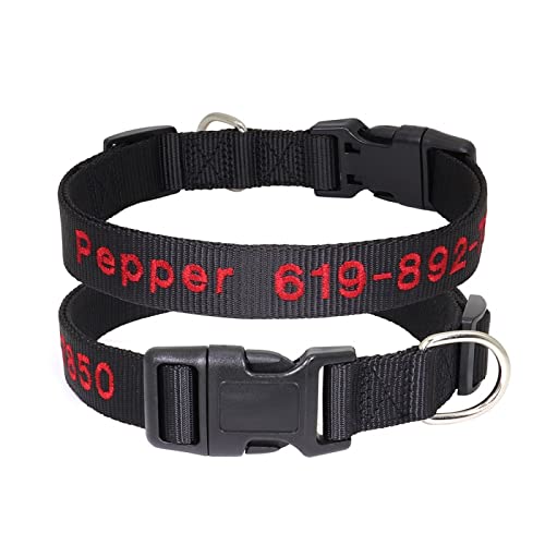 Personalisiertes Hundehalsband Perro Nylon Custom Pet Puppy Kitten ID Name Zubehör Halsbänder Für Kleine Mittelgroße Hunde,6222-1BL,S von VEKETE