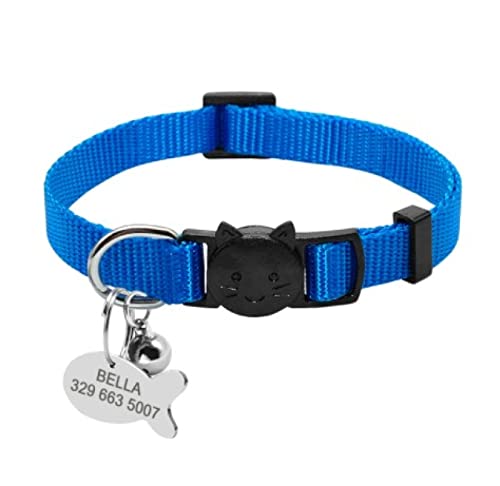 Release Cat Puppy Tag Collar Set Personalisiertes Nylon-Kätzchenhalsband Mit Gravur Für Kleine Haustiere,Kätzchen,1 cm Breite,blau 4,18 Bis 27cm von VEKETE