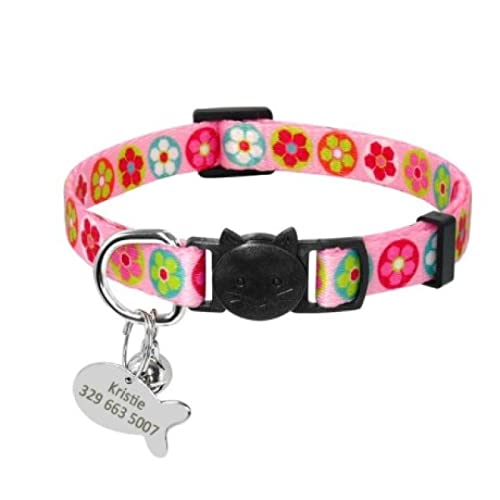 Release Cat Puppy Tag Collar Set Personalisiertes Nylon-Kätzchenhalsband Mit Gravur Für Kleine Haustiere,Kätzchen,1 cm Breite,rosa 3,18 Bis 27cm von VEKETE