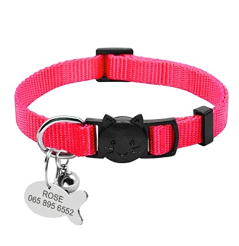 Release Cat Puppy Tag Collar Set Personalisiertes Nylon-Kätzchenhalsband Mit Gravur Für Kleine Haustiere,Kätzchen,1 cm Breite,rosa 4,18 Bis 27cm von VEKETE