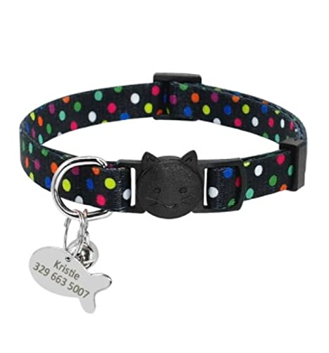 Release Cat Puppy Tag Collar Set Personalisiertes Nylon-Kätzchenhalsband Mit Gravur Für Kleine Haustiere,Kätzchen,1 cm Breite,schwarz 3,18 Bis 27cm von VEKETE