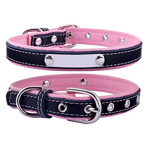 Verstellbare Unisex-Haustiermarke, Welpe, Klein, Mittel, Groß, Hundehalsband, ID, Hundezubehör,rosa - Keine Gravur,37cm-47cm von VEKETE