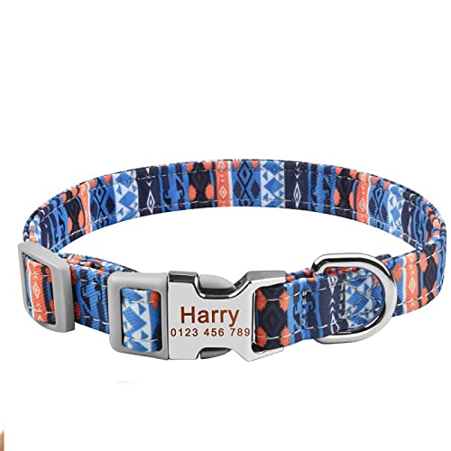 Verstellbares Personalisiertes Hundehalsband Polyester Individuell Gravierter ID-Hundename S M L,M 27-39cm von VEKETE