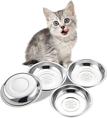 VENTION Edelstahlkatze Schüssel, Whisker Müdigkeitskatze Schalen, Flache Katzenfutterschale, Metallkatze Lebensmittelschalen von VENTION