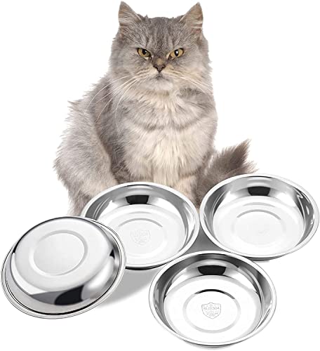 VENTION Edelstahlkatze Schüssel, Whisker Müdigkeitskatze Schalen, Flache Katzenfutterschale, Metallkatze Lebensmittelschalen von VENTION