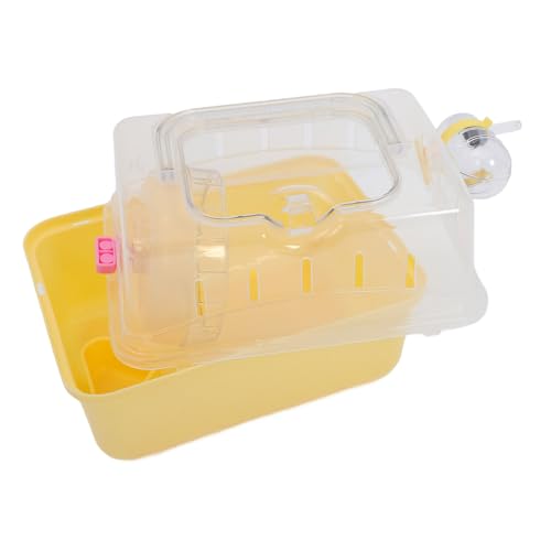 VERDANVERSE Hamsterkäfig Hamster transportbox Hamster zubehör kaninchenkäfig Hamsterbox für unterwegs Hamster Reisebehälter Frettchen Haustierkäfig Hamstertragehalter Plastik Yellow von VERDANVERSE