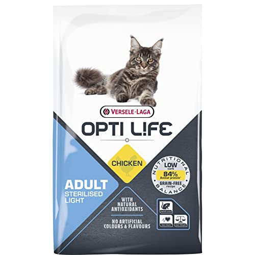 VERSELE LAGA – Opti Life Adult Sterilisiertes/Light-Katzenfutter – ohne Getreide – mit Huhn – 7,5 kg von Versele-Laga