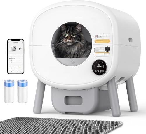 VERYMODEL Katzenklo Selbstreinigend, Selbstreinigende Katzentoilette, Automatische Elektrisches Katzenklo XXL mit App-Steuerung, Katzenstreu Matte, Anti-Pinch, Anti-Odor Self Cleaning Cat Litter Box von VERYMODEL