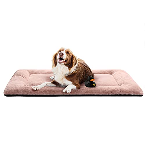 Hundebett-Pad für extra große Hunde, passend für Hundekäfige, ultraweiches Hundebett, waschbar und rutschfest, für Hunde, gemütliche Schlafmatte, Rosa 121,9 cm von VERZEY