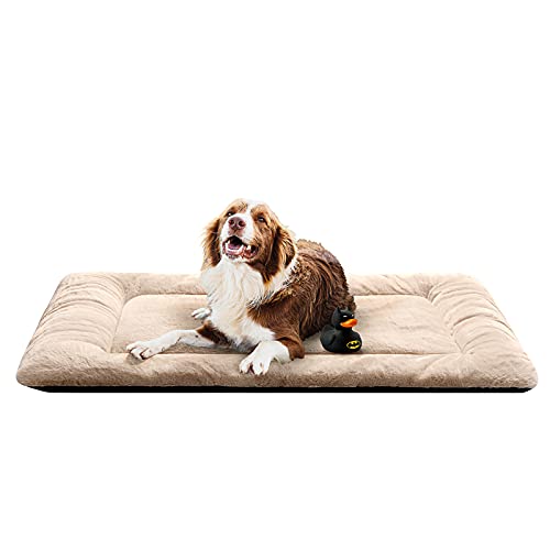 Hundebett-Pad für extra große Hunde, passend für Metall-Hundekäfige, ultraweiches Kuschelbett Hundebett, waschbar und rutschfest, für Hunde, gemütliche Schlafmatte, cremefarben 121,9 cm von VERZEY