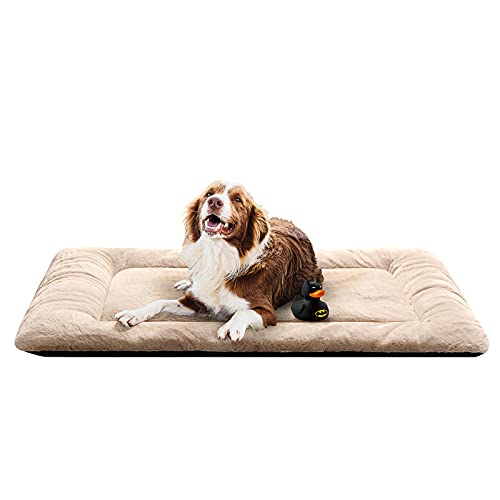 Hundebett-Pad für extra große Hunde, passend für Metall-Hundekäfige, ultraweiches Hundebett, waschbar und rutschfest, für Hunde, gemütliche Schlafmatte, cremefarben 121,9 cm von VERZEY