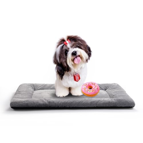 Hundebett-Pad für kleine Hunde, passend für Hundekäfige, ultraweiches Hundebett, waschbar und rutschfest, für Hunde, gemütliche Schlafmatte, Grau 61 cm von VERZEY